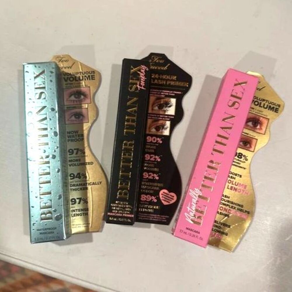 Too Faced Better Than Sex Mascara 3x Item Bundle NWT
